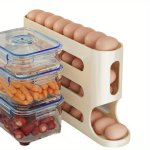 Stackable Kitchen Egg Storage Organizer With Automatic Rolling Function Food-grade Plastic Fresh Keeper With Lid Egg Holder Tray