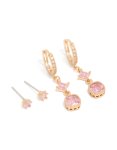 Goldair Gold Pink Cubic Zirconia Stud & Huggie Earrings 2-PACK
