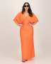 Short Sleeve Satin Formal Dress Orange - Orange / M