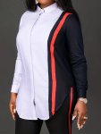 Striped Color Block Shirt Casual Collar Long Sleeve Button Front Shirt Women's Clothing