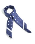 Blue & White Fabric Polka Dot Square Bordered Scarf