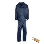 Smte Navy Blue Waterproof Raincoat 2PIECE & Smte Keyring 48 L X 52 W Cm With Keychain