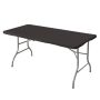 Camp 1.8M Folding Table Heavy Duty Portable Fold-in-half Table With Carry Handle Locking Legs Steel Frame Indoor Outdoor Camping Garden Catering & Office Use Black