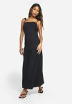 Ruched Tie Strap Volume Midaxi Dress - Black