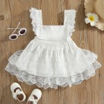 White Dress With Lace Shoulder Details And Layered Tulle Tutu