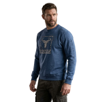 Wildebees sweater Mid Blue Melange WMA471 Splatter Frame Logo