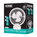 Home Quip Rechargeable Oscillating Tabletop Fan White With Centre Light
