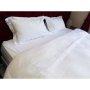 Reys Fine Linen 300TC 100% Cotton Double Duvet Cover Set Plain White
