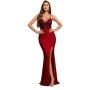 Sequin Tie Back High Waist Side Slide Dress Brown