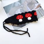 Dpwoum Black Hairband Women Crochet Mushroom Pattern Hairband Crochet Bandana Head Kerchief Scarf Floral Bandanas For Women Fash