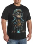 3D Urban Monkey Graphic Print Plus Size Men's Short Sleeve T-Shirt Casual Fashionable Versatile Breathable Tees