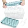 Wibimen Ice Cube Tray With Lid And Bin - Round Ice Trays For Freezer With Lid - Ice Cube Trays For Freezer With Ice