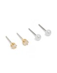 Goldair Gold Plated Cubic Zirconia & Pearl Stud Earrings 2-PACK
