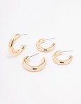 Goldair Gold Chubby Hoop Earring Pack