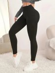 Solid Color Skinny Leggings Casual High Waist Stretchy Leggings Women's Clothing