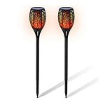 Solar Rechargeable Flame Spike Lights - 2P
