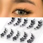 Fox Eye Lashes 5 Pairs False Eyelashes Natural Look False Eyelashes Transparent Stem Cat Eye Makeup Suitable For Gatherings Outi