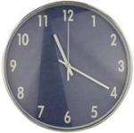 Casey Wall Clock Silver Outer Rim With Blue Details 30CM