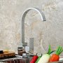 Kitchen Sink Faucet Waterfall Mixer Taps Modern Monobloc Swivel Spout Single Lever Handle Chrome Tap