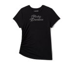 Women’s Essential Bling Ruched Short Sleeve Top – Harley Black