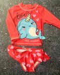 Woolworths Red Hearts Whale Swimming Costume Set 12 18M