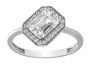 9CT White Gold C.z Off Set Emerald Cut Solitaire Ring