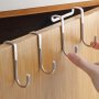 1PC Stainless Steel Perforation-free Cabinet Door Back Hook Double Hook S-type Hook Hanging Clothes Bathroom Kitchen Hanger S Hook Door Back Hook