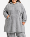 Lds Plain Snuggle Hoody Top - 6XL Grey