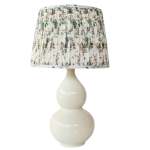 Cream Double Gourd Ceramic Table Lamp With Pleated Toile Shade
