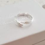 Laura 925 Sterling Silver Open Leaf Ring - Size 6