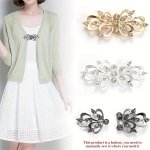 Solid Color Rhinestone Clip Elegant Cardigan Shawl Cape Fixed Buckle Shirt Lapel Open Front Clip