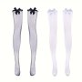 Bow Decor Thigh High Stockings Cut Japanese Style Fishnet Over The Knee Socks Women's Stockings & Hosiery