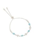 Silver Plated Cubic Zirconia Clover & Blue Oval Bracelet