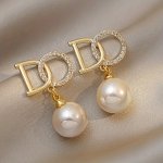 1 Pair Of Dangle Earrings Sparkling Do + Milky Stone Design Paved Rhinestone Match Daily Outfits Evening Party Decor