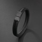 Men's Bracelet Retro Pu Leather Braided Bracelet Magnet Buckle Bracelet