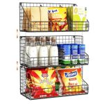X-cosrack 3 Tier Large Stackable Snack Organizer - Versatile Wall Mounted Wire Storage Basket With Divider For Candy Chip Cans B