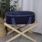 Newborn Carry Cot Navy White Dotted Portable Baby Bassinet
