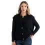 Goldair Gold Button Oversized Waistcoat - Black / Free