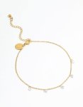 Waterproof Gold Plated Stainless Steel Cubic Zirconia Droplet Anklet