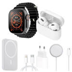 Smart Watch And Earphone Combo - Grey