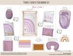 Cot Duvet Bedding Purple Sunset Rainbow Set
