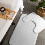 Milan Memory Foam Bathroom Mat Mid Grey 2 Piece