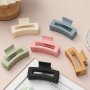 6PCS Solid Color Large Hollow Out Hair Claw Clips Rectangular Hair Grab Clips Non Slip Ponytail Holders For Women And Daily Use