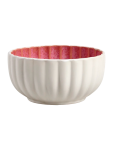 Pink And White Ribbed Ceramic Bowl 12.5CM - None Pink