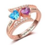 CRI102962 - Rose Gold 925 Sterling Silver Personalized Ring Names And Birthstones