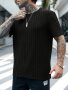 Men's Summer Classic Fashion Ribbed And Solid Crew Neck And Short Sleeve T-Shirt Comfy And Breathable Leisure Tops For Casual Daily And Outdoors Wear