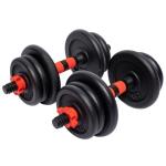 Cast Iron Dumbbell 25MM Dia Dia Set 20KG - Black red