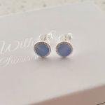 Skylar Light Blue 925 Sterling Silver Blue Cat Eye Earrings Size: 7MM