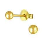 C867-C14727 - Gold Plated Sterling Silver Ball Ear Studs 3MM