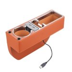 Susisun SNH010 Car Seat Gap Storage Box Style:positive Drive USB Charging Brown